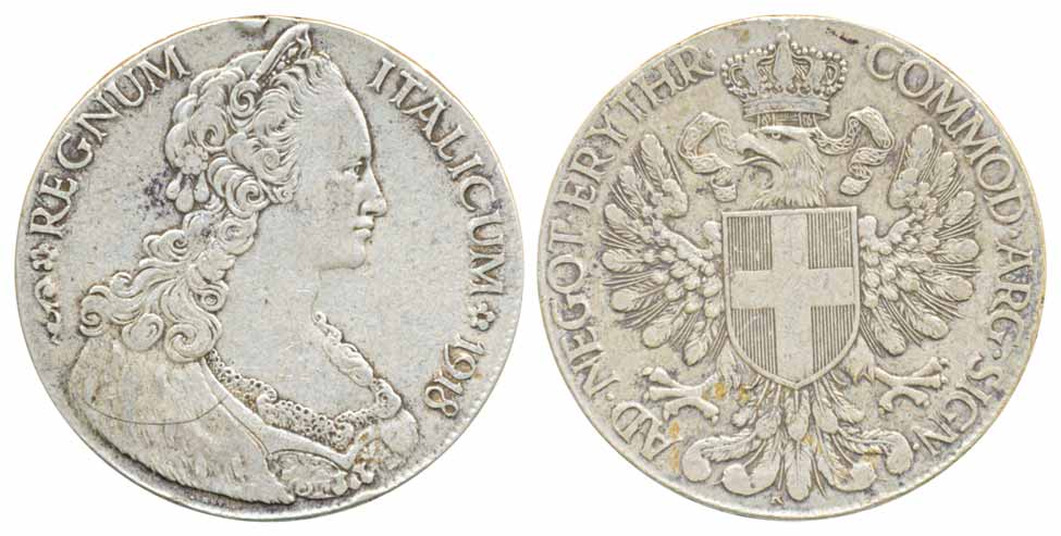 Eritrea, Silver Tallero, 1918, Obv: Bust with loose hair &amp; date at right, Rev: Crown i
