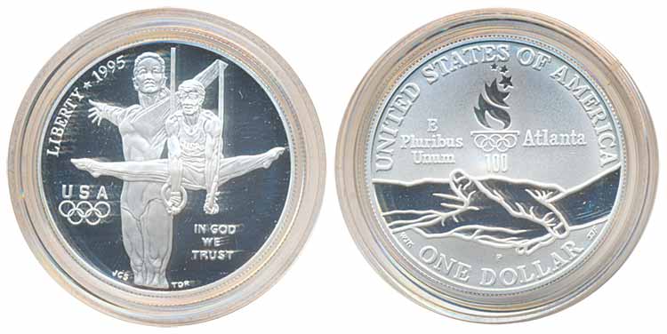 United States of America, Silver 1 Dollar Proof, 1995, Commemorating Centennial-100 Olympi