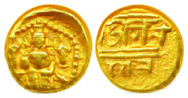Vijayanagar Empire, Venkitapatiraya III, Gold Varaha, 3.41g, Obv: standing Venkateshwara, 