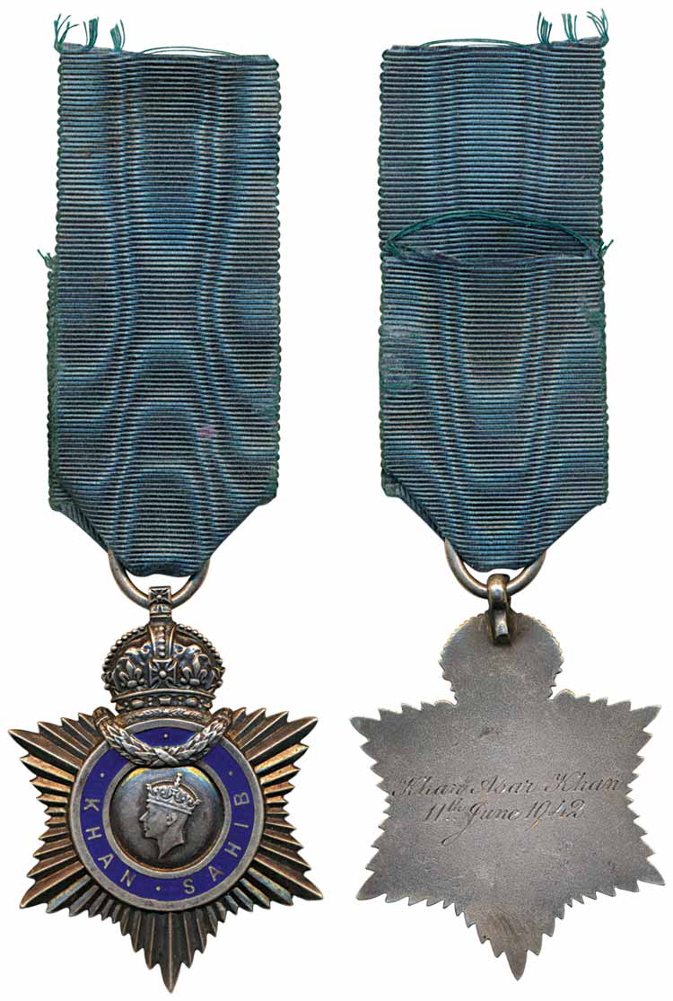 George VI, Silver, Indian Title Badges, Khan Sahib, a radiant star with the central circle