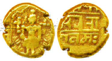 Vijayanagar Empire, Venkatapatiraya III, Gold Varaha, 3.33g, Obv: standing Venkateshwara, 