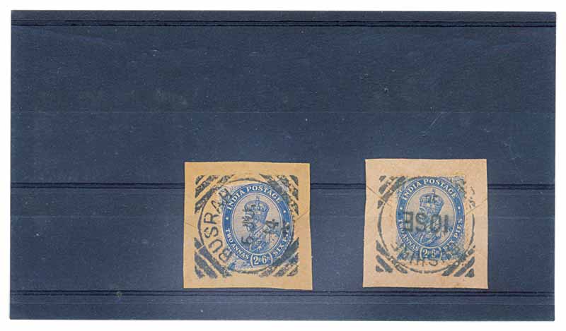 KG V 2a. 6p. X 2, SG 171 tied with “BUSRAH” & “BUSHIRE” cancellation, on piece of paper.1,