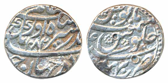 Aurangzeb, Silver Rupee, 11.41g, Bhakkar mint, AH1082/ RY (1)4, the coin exhibits a differ