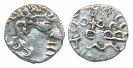 Satavahanas, Madhariputra Pulumavi?, Silver Fractional Drachma, 0.51g, Obv: Bust of king t