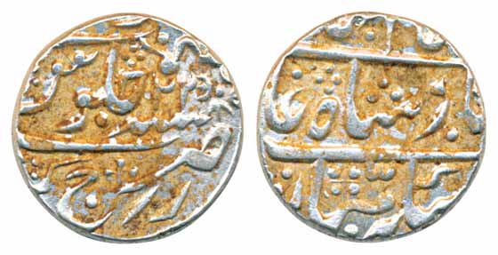Bani Singh, Silver Rupee, 11.37g, Rajgarh Mint, in the name of Bahadur Shah II, RY 22 (KM#