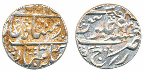 Bani Singh, Silver Rupee, 11.38g, Rajgarh Mint, in the name of Bahadur Shah II, RY 22 (KM#