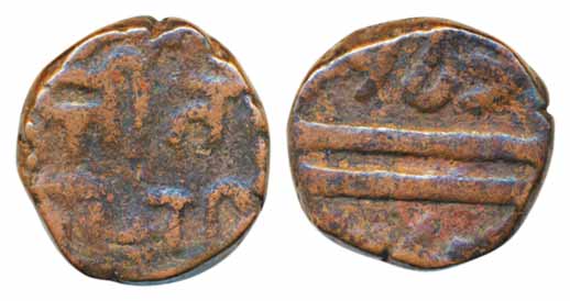 Jitsinghji, Copper 2 Paisa, 11.21g, SE 1787 (KM# Y# 1). Very fine, rare.