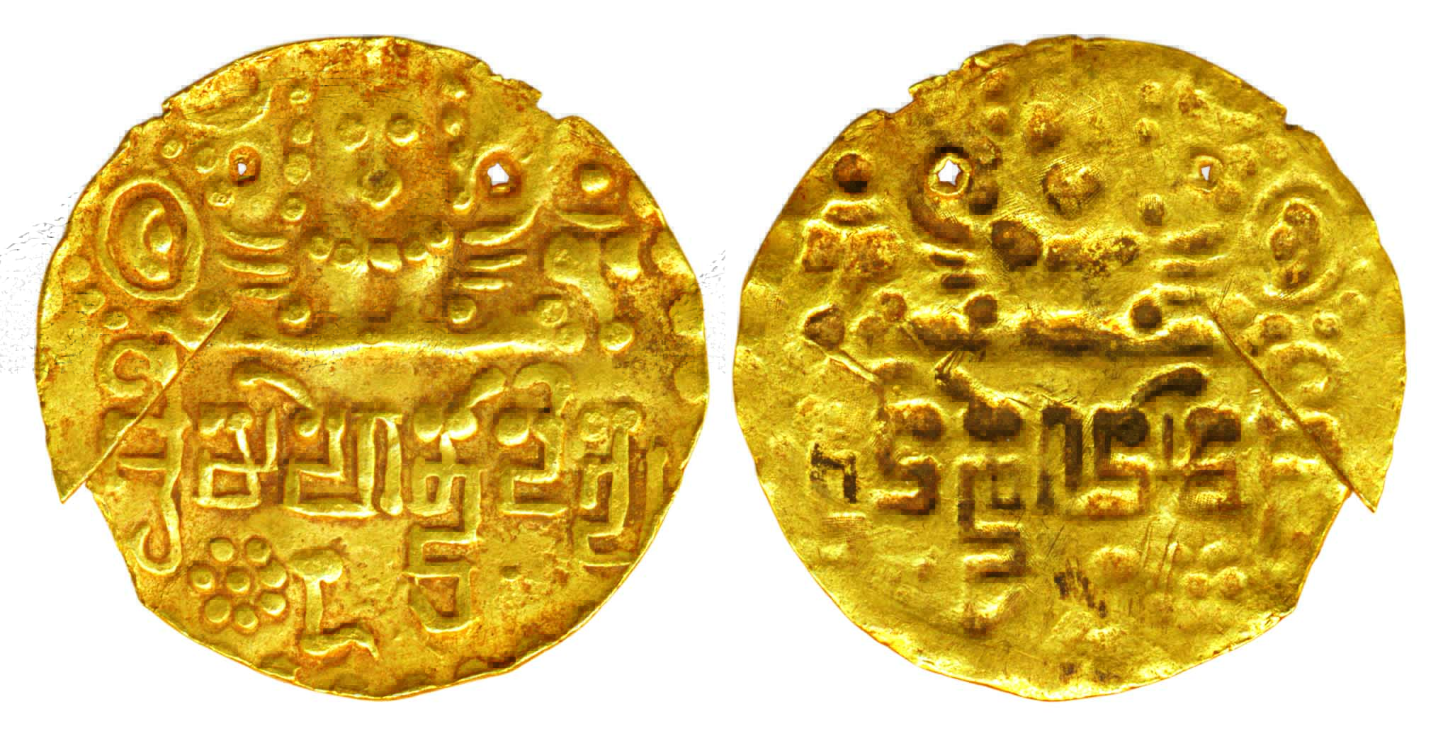 Sharabhpurias of Chhatisgarh, Mahendraditya, Gold Dinar, 1.29g, broad flan, Garuda flanked