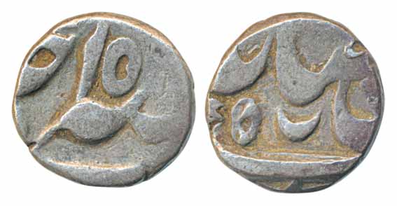 Silver 1/8 Rupee, 1.39g, Murshidabad Mint, in the name of Shah Alam II, RY 15 (KM# 81.2). 