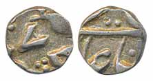 Silver 1/16 Rupee, 0.72g, Murshidabad Mint, in the name of Shah Alam II, RY 8 (KM# 80.1). 