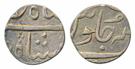 Silver ½ Rupee, 5.77g, Surat Mint, in the name of Shah Alam II (KM# 211.1). Very fine, sca