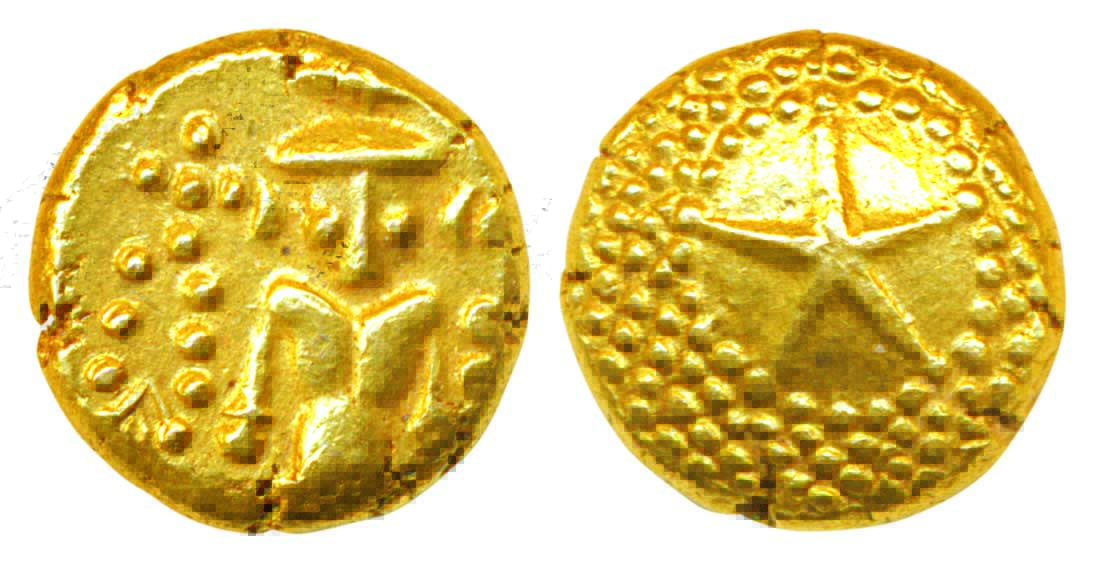 Star Gold Pagoda, 3.39g, ND, Fort St. George Mint, Obv: single Swami (Balaji-Tirupati) sta