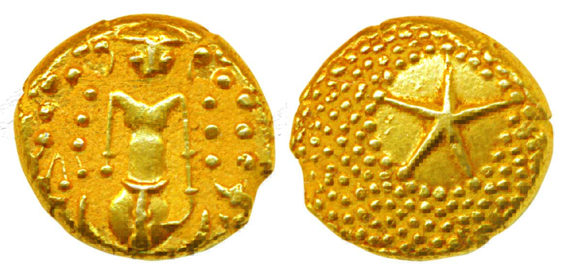 Star Gold Pagoda, 3.42g, Fort St. George Mint, Obv: single Swami (Balaji-Tirupati) standin
