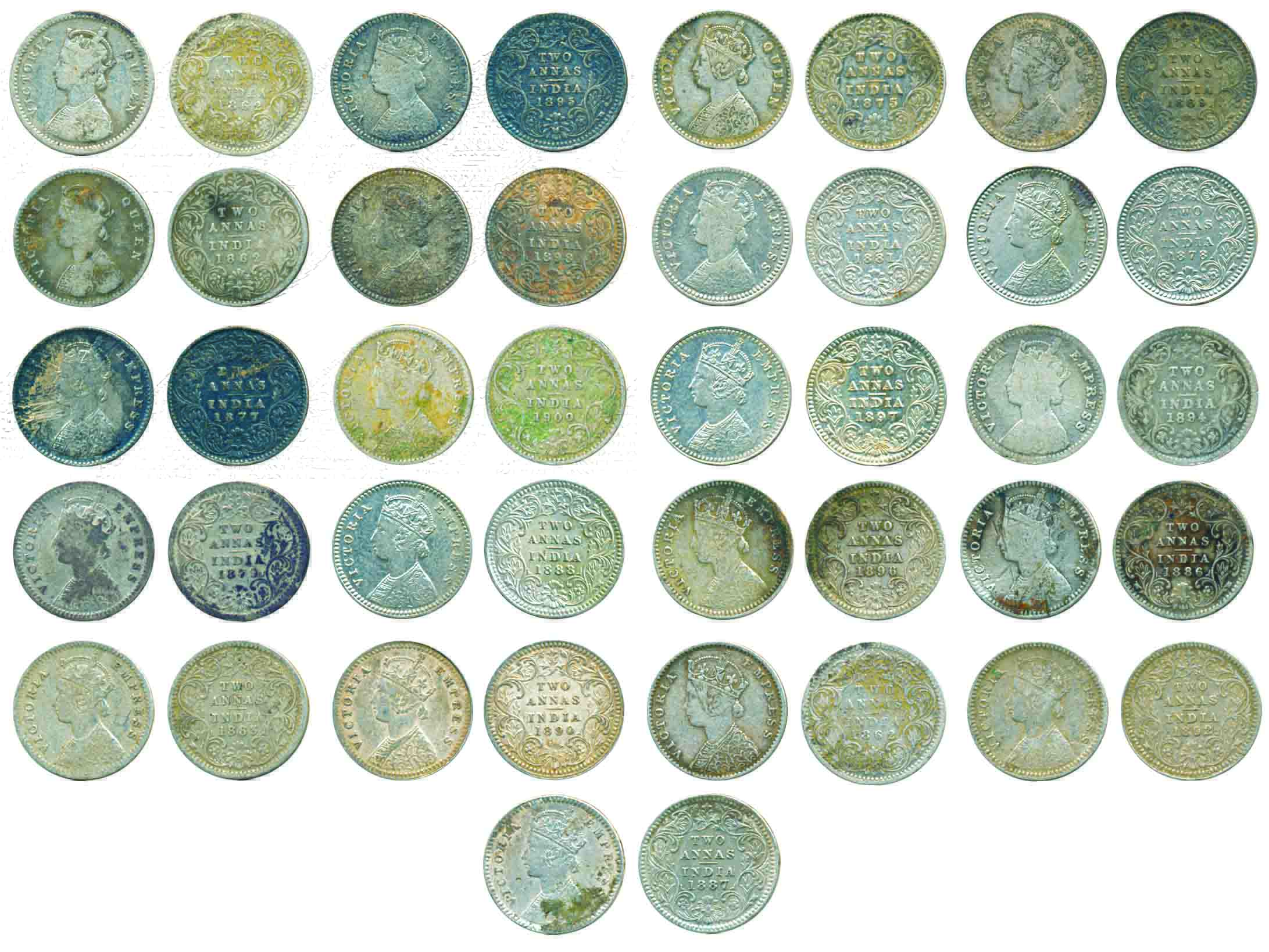Victoria Queen & Empress, Silver 2 Annas (21), 1862, Bombay Mint (Prid# 486), 1862, Calcut