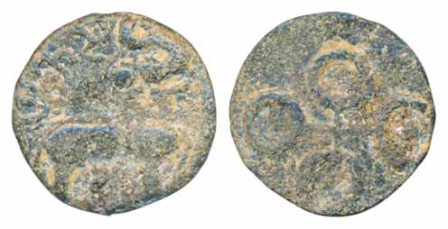 Satvahana, Lead, 2.15g, Obv: Elephant with upraised trunk, Rev: Ujjaini symbol (Mitc# 170)