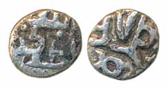 Muhammad Shah I, Silver 1/12 Tanka, 0.82g, Obv: abu’l muzaffar, Rev: Muhammad Shah(G&G# BH