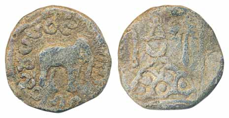 Maharathis of Karnataka, Hathi family, Maharathi Mahahathi, Lead. 4.14g, Obv: Elephant sta