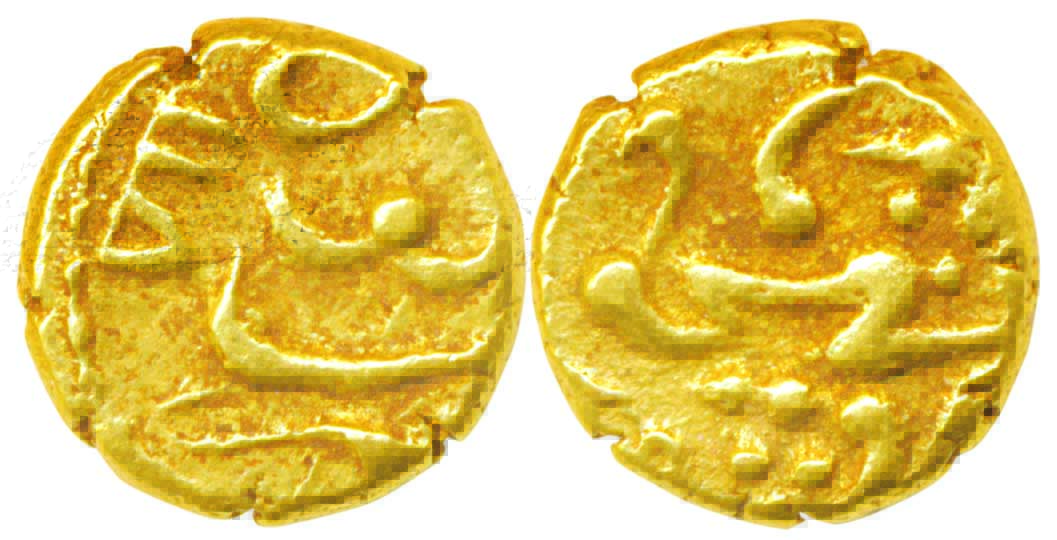 Gooty, Gold Pagoda, 2.76g, in the name of Muhammad Shah, AH 118(1168) (KM# 382). Extremely