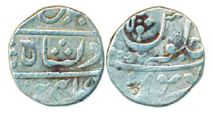 Puna, 11.02g, in the name of Shah Alam II, Fasli date in Devnagari numerals 1234, Ankush a
