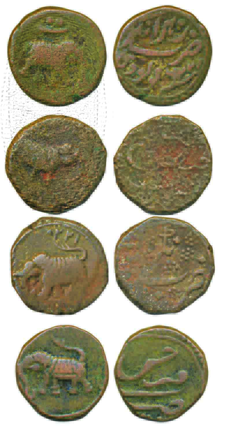 Tipu Sultan, Copper (4), Paisa, Nagar (2), Farrukhyab- Hisar & Farukhi Mint. Fine to very 