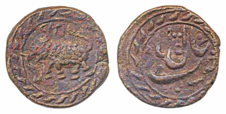 Tipu Sultan, Copper ½ Paisa, 5.60g, Khaliqabad mint, AM 1218 (KM# 82). Very fine+, very ra