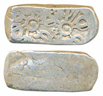 Punch Marked Coins, Gandhara Janpada, Silver Bent Bar, 11.27g, Unifaced, small dumpy type 