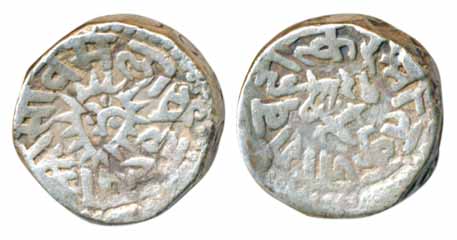 Jaswant Rao, Silver Rupee,11.07g, Obv: Crossed Swords, Rev: Sunface (KM# 23). Fine+, scarc
