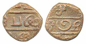 Copper, Cache,1.57g, Tamil legend Karikal on obv & Puduchery on rev (KM# 58). Very fine, r