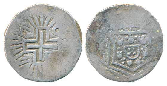 Jose I, Silver Rupia, Bacaim, 11.77g, Obv: Crowned arms, Rev: Cross divides date 17XX (KM#