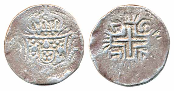 Jose I, Silver Rupia, 11.00g, 17XX, Obv: Crown arms, Rev: Date in angles of ornamented cro