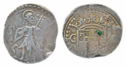 Goa, John IV, Silver 2 Tangas, 4.10g, Goa, Obv: Crown arms divides “GA”, Rev: Standing fig