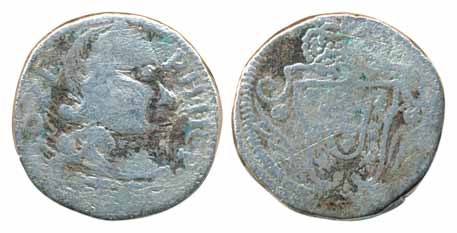 Goa, Maria I, Silver Pardao, 5.63g, Obv: bust to right, Rev: crowned (KM# 204). Usual poor