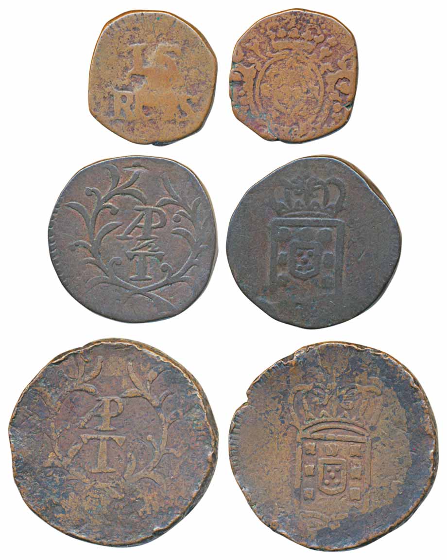 Goa, Copper (3), Miguel, Tanga, 37.74g, Obv: Crowned arms, Rev: AP above T within sprays (