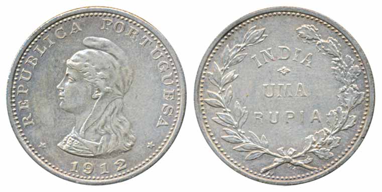 Silver UMA Rupia, 1912 with reworked digit 2 of 1912 on 1911 die. (KM# 18). Very fine, sca