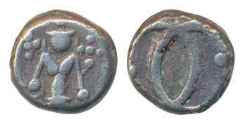 Silver 2 Fanam, 1.49g, Obv: Lord Vishnu, Rev: “C” interlocked (KM# 308). Very fine, scarce
