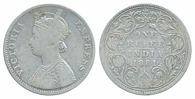 Victoria Empress, Rupee, 1881, Bombay Mint, A/IV/Dot. Fine+, scarce.