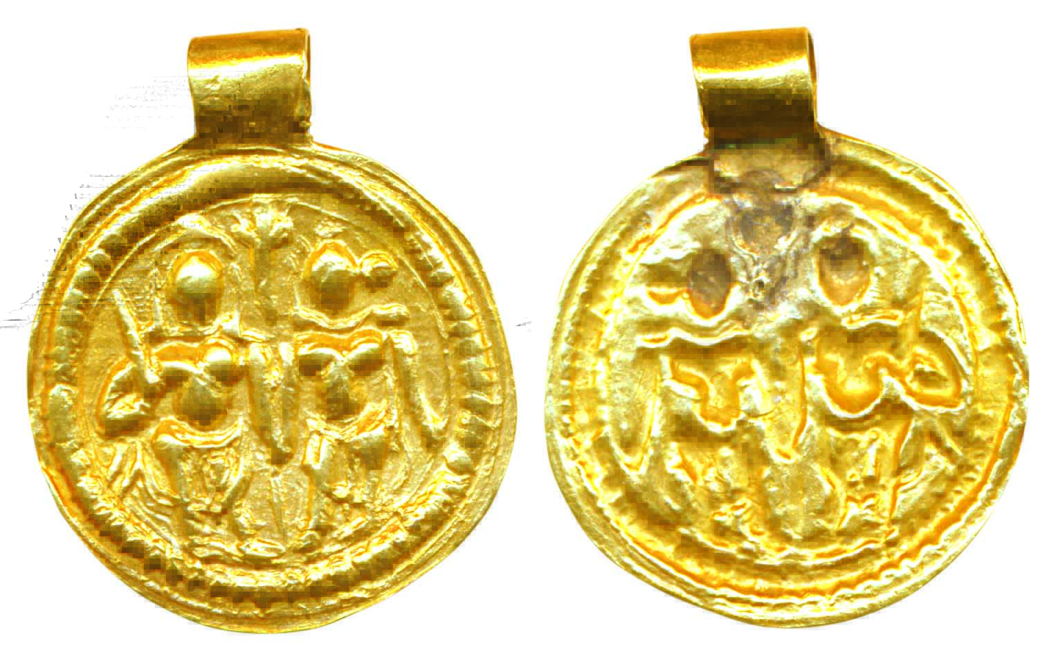 Gold Pendant, 0.48g, Probably made in early 20th centuryRam & Sita on obv. Very fine, scar