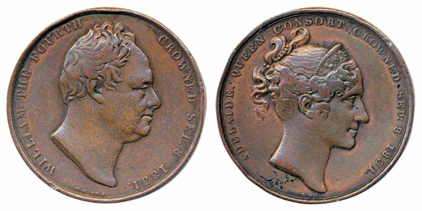 William IV, Official coronation medal, Bronze, 1831, Obv: Portrait of William IV and inscr