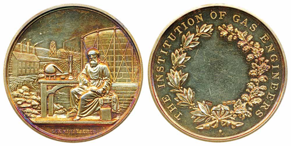 Medal, Silver Gold Guilt, 90.82g, “The Institution Of Gas Engineers”, Obv: Detail picture 
