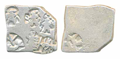 Punch Marked Coins, Magadha Janapada, Silver Karshapana, 3.30g, Obv: Five symbol soin, ABC