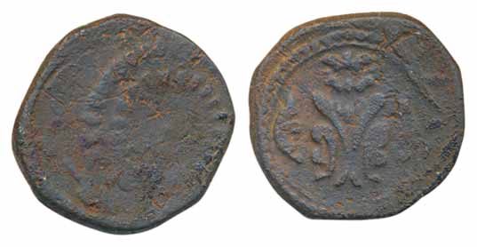 Vijaynagar, Vira Narasimha Raya, Copper, 9.40g, Obv: Lord Narsimha, Rev: Two line Devnagar