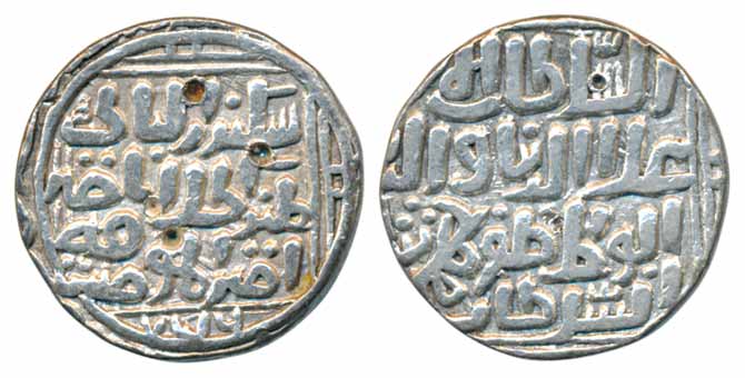 Bahaman Shah, Silver Tanka, 10.88g, Ahsanabad Mint, AH 756 (KM# BH 13). Very fine, rare.