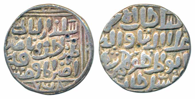 Bahaman Shah, Silver Tanka, 10.76g,Ahsanabad Mint, AH 758 (G&G# BH 13). Very fine, rare.