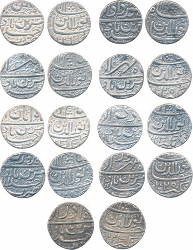 Jahangir, Silver Rupees (9), “Muzaiyan” couplet, Ahmedabad Mint, 9 different Ilahi months,