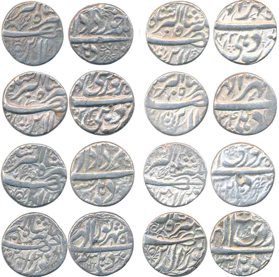 Jahangir, Silver Rupees (8), Delhi Mint, 6 different Ilahi months, Farwardin (2), Ardibihi
