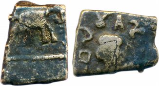 Mitras of Vidarbh Balamitra, Potin, 2.47g, Obve: 'Sirivatsa' symbol in centre with legend 