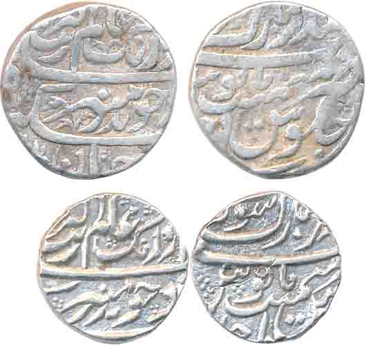 Aurangzeb, Silver (2), Rupee & ½ Rupee, 11.48g, 5.70g, Bandar i Mubarak Surat Mint, RY Aha
