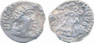 Satavahanas, Vasisthiputra Sri Pulumavi, Silver Drachm, 1.88g, Portrait Type, Obv: Bust of