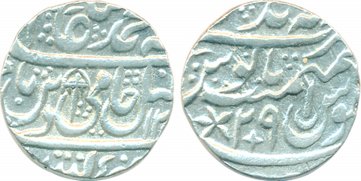 Ranjit Singh, Silver Rupee, 10.98g, in the name of Shah Alam II, AH 12XX/ RY 29, Umbrella 