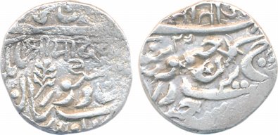 Takhat Singh, Silver Rupee, 11.36g, “Shri Mahadevaji” with the name of Queen Victoria (KM#